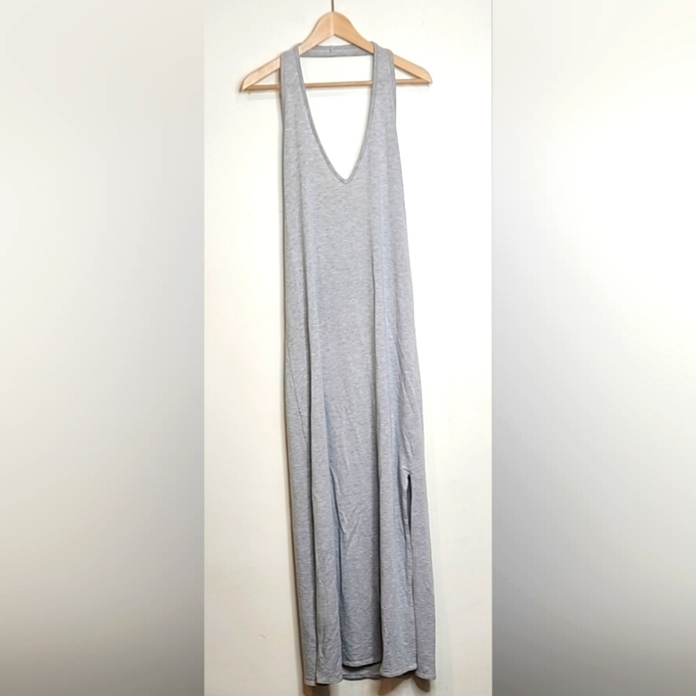 Saturday Sunday Gray Maxi Dress Sleeveless V-Neck Relaxed Fit Lounge Casual Chic
